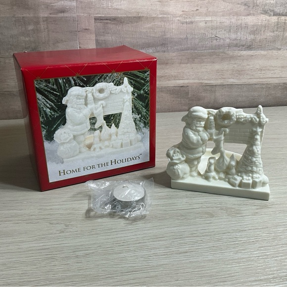 HOME FOR THE HOLIDAYS Candle Holder Porcelain Santa 1997 #877018 - Picture 1 of 10